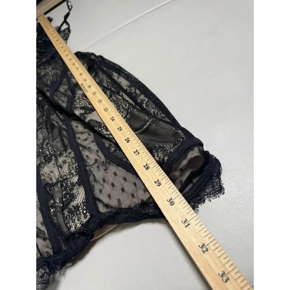 Bebe Black Lace Beige Mini Slip Dress Women size Small Coquette Sexy Fairy Grung - Picture 7 of 16
